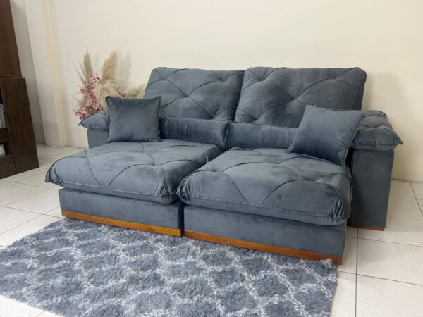 Sofá Retrátil e Reclinável Eros 2.50m - Cinza Veludo