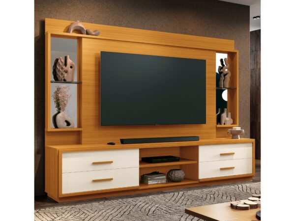 Home Leni para TV de 75" - Cedro/Off White