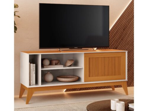 Rack Aruba 55" - Off White/Cedro