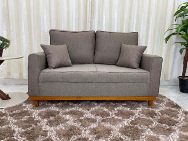 Sofá 2 lugares Slim 1.40m - Marrom Linho