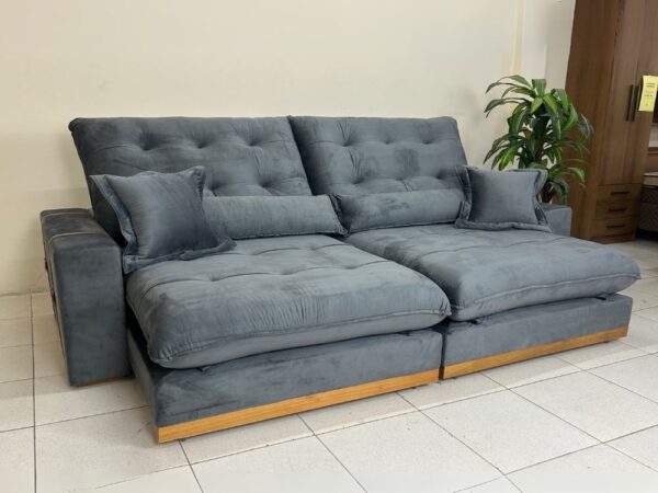 Sofá Retrátil e Reclinável Toronto 2.90m - Cinza Veludo