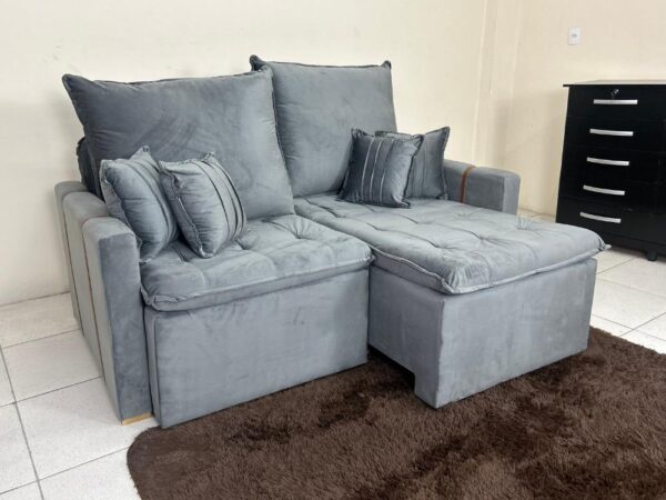 Sofá Cama Chicago Plus 1.80m - Cinza Veludo