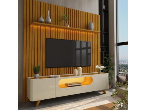 Rack com Painel Nobre 85" -  Naturale/Off White