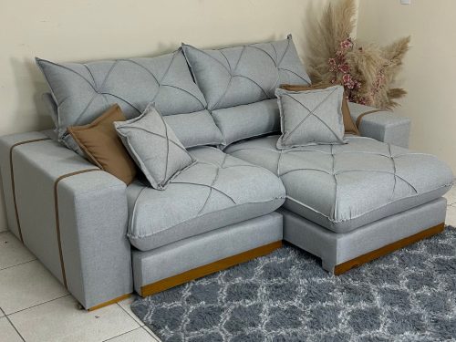 Sofá Retrátil e Reclinável Gran Bello 2.50m - Cinza Linho