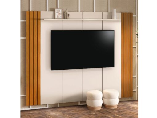 Painel Veyron 2.45 75"- Off White/Cedro