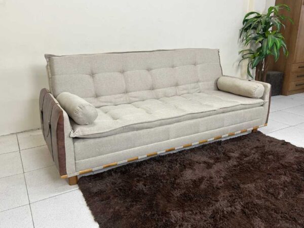 Sofá Cama Berlim 2.11m - Bege/Marrom Linho