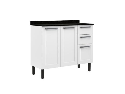 Balcão de Cozinha Florença Aço 1,05 - Branco