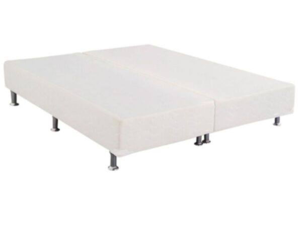 Base Box Silmer Queen Bi Partida Courino Branco - 158x198x26