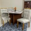Mesa de Jantar Helo 1.20x0.90 Com 4 Cadeiras Londres - Mel/Off White/Capuccino