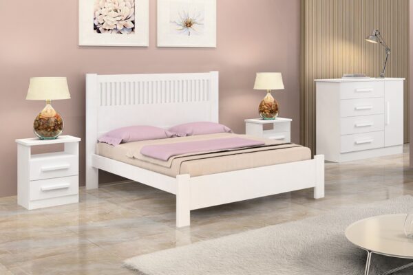 Cama Casal Primícia Plus - Branco Ripado