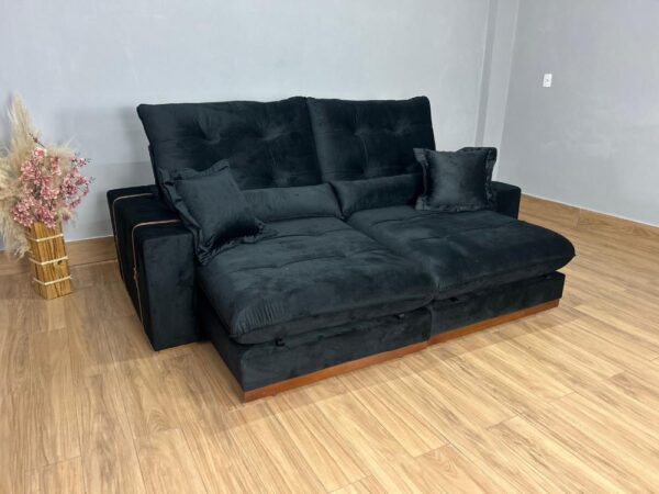 Sofá Retrátil e Reclinável Toronto 2.30m - Preto Veludo