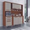 Armário Kit de Cozinha Catar 6 Portas 2 Gavetas - Cinamomo/Off White