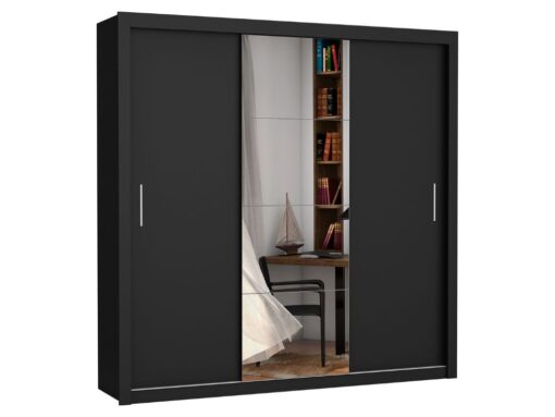 Guarda-Roupa Veneza Plus c/ espelho 3 portas e 4 gavetas - Preto