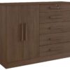 Cômoda sapateira New Athos 5 gavetas 2 portas - Castanho