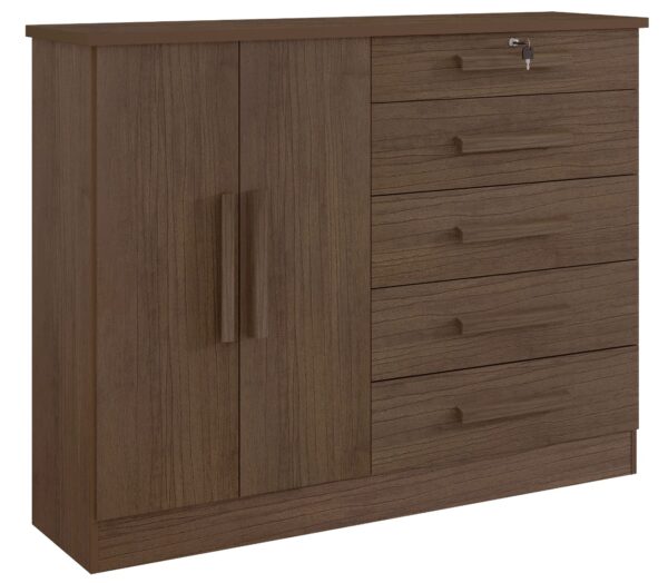 Cômoda sapateira New Athos 5 gavetas 2 portas - Castanho