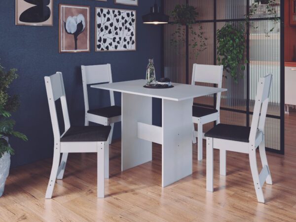 Mesa de Jantar Karla Com 4 Cadeiras - Branco/Preto