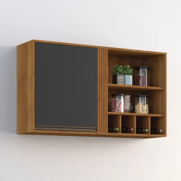Armário Aéreo Cozinha Pérola 1 Porta Larg. 1.20m Cinamomo/Grafite Sallêto