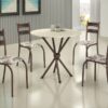 Conjunto Mesa Tubular Macaé Tampo Circular 0.75 Com 4 Cadeiras Ratam  - Marrom/Off White