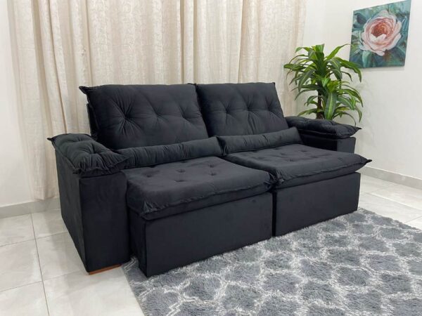 Sofá Retrátil Reclinável Las Vegas 2.30m -  Preto Veludão