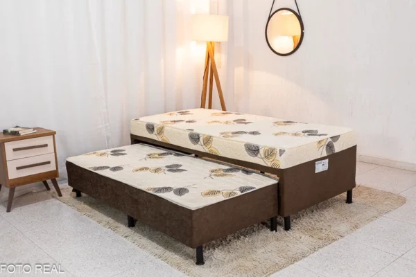 Cama Unibox Solteiro com Auxiliar D-28 Sonho Bom Marrom Nosso Sonho