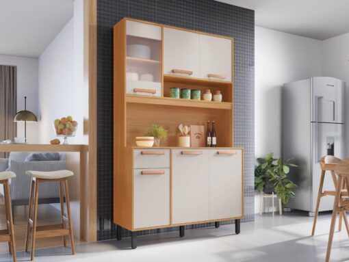 Armário Kit de Cozinha Nápoles 1,20m - Cinamomo/Off White
