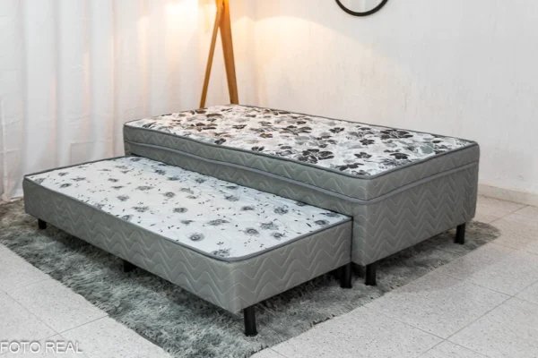 Cama Box Solteiro Dackar + Cama Auxiliar Orthoside