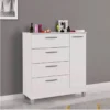 Cômoda com 1 Porta 4 Gavetas Branco Poquema