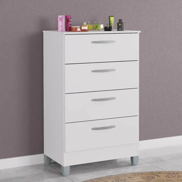 Cômoda com 4 Gavetas Branco Poquema
