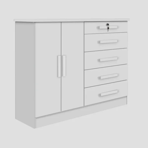 Cômoda 5 Gavetas 2 Portas New Athos Branco D Doro