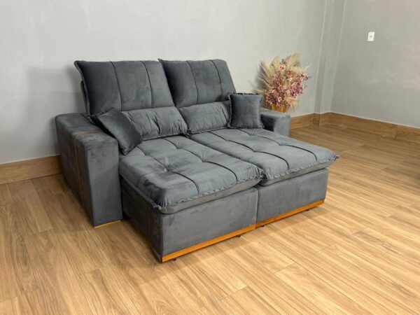 Sofá Retrátil Reclinável Oásis 1.80m - Cinza Veludão