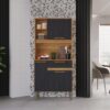 Armário Kit de Cozinha Lia 3 Portas 1 Gavetas - Cinamomo/Preto