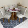 Mesa de Jantar Berlim 1.00x1.00 Redonda Com 4 Cadeiras Napoles/Londres - Cinamomo/Off White/Bege