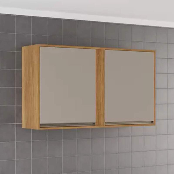 Armário Aéreo Cozinha Pérola 2 Portas Larg. 1.20m Cinamomo/Off Sallêto