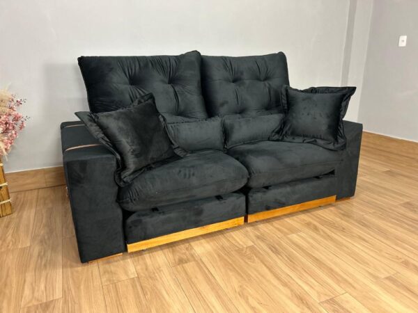 Sofá Retrátil e Reclinável Toronto 2.10m - Preto Veludo