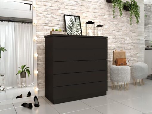 Cômoda Premium 5 Gavetas - Preto