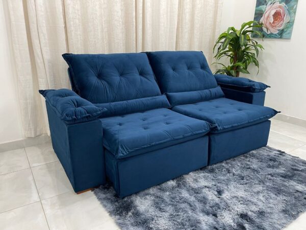 Sofá Retrátil Reclinável Las Vegas 2.30m - Azul Veludão