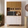 Armário de Cozinha Kit Lívia 1,10m -  Freijó Ripado/ Off White