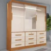 Guarda-Roupa Casal 3 Portas Turim Larg. 2.11 Nature/Off White Bianchi