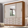 Guarda-Roupa Casal Daymond 8 Portas Ripado MDF Cinamomo/Off White D'Doro