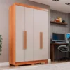 Guarda-Roupa Solteiro Recife 4 Portas 2 Gavetas Larg. 1.21m Cinamomo/Off White Sallêto