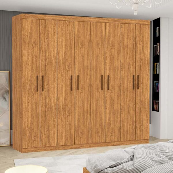 Guarda-Roupa Casal Rubi Larg. 2.08m 8 Portas 4 Gavetas Cinamomo Com Pés Carioca