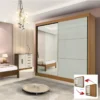 Guarda-Roupa Casal 2 Portas Titanium c/1Espelho MDF Cinamomo/Off Larg. 2.20m D Doro