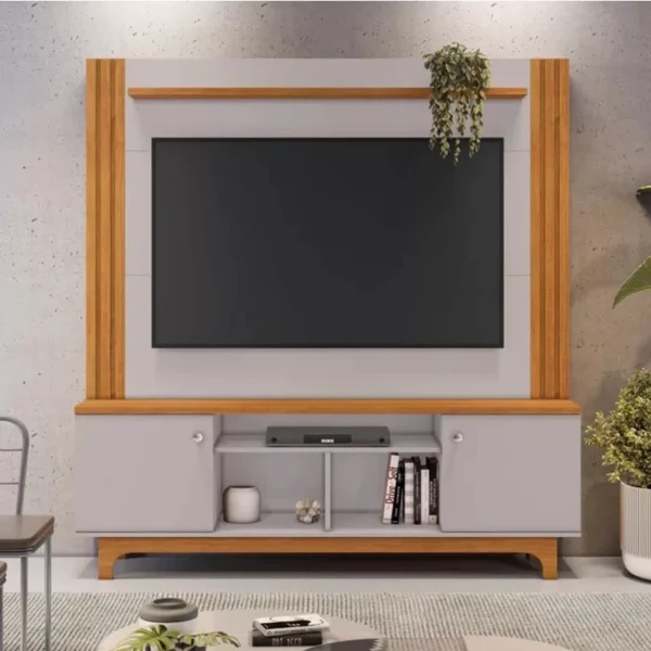 Home Bálsamo Com Detalhe Ripado TV até 65 Polegadas Larg. 1.50m Cinamomo/Off White JCM