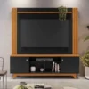 Home Bálsamo Com Detalhe Ripado TV até 65 Polegadas Larg. 1.50m Cinamomo/Preto JCM