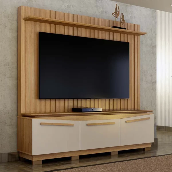 Home Montreal com Painel Ripado TV até 75 Polegadas Larg. 1.74m Cinamomo/Off White - Valdemoveis