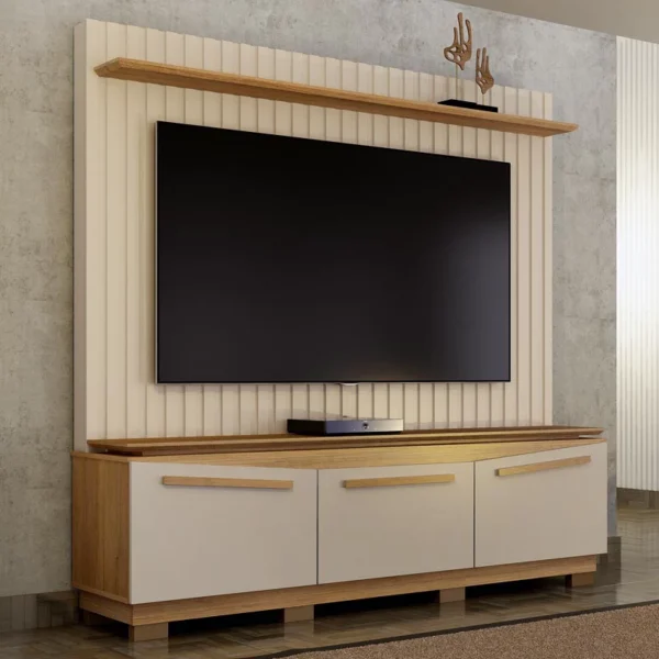 Home Montreal com Painel Ripado TV até 75 Polegadas Larg. 1.74m Off White/Cinamomo - Valdemoveis
