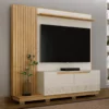 Home Santiago Ripado TV até 80 Polegadas Larg. 2.00m Off White/Cinamomo - Valdemoveis