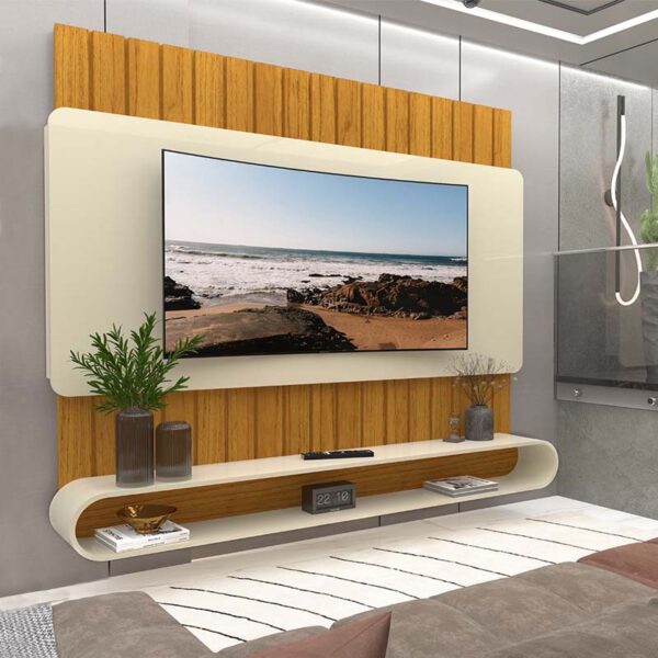 Home Suspenso Prime Ripado TV até 75 Polegadas Larg. 1.83m Naturale/Off White Gelius
