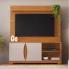 Home União Candian Com Detalhe Ripado TV até 56 Polegadas Larg. 1.36m Cinamomo/Off White JCM
