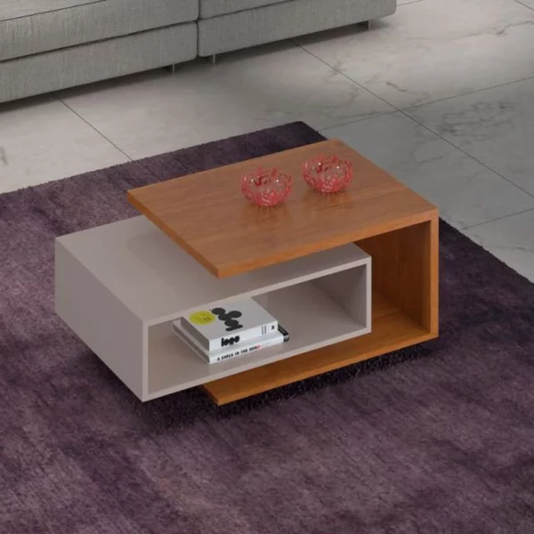 Mesa de Centro Diva Candian Larg. 0.88m Cinamomo/Off White JCM